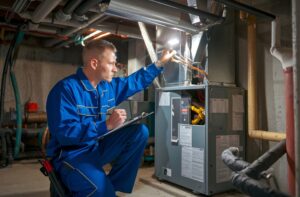 Man performing heater repair 